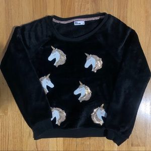 FLEECE UNICORN SWEATER SZ L